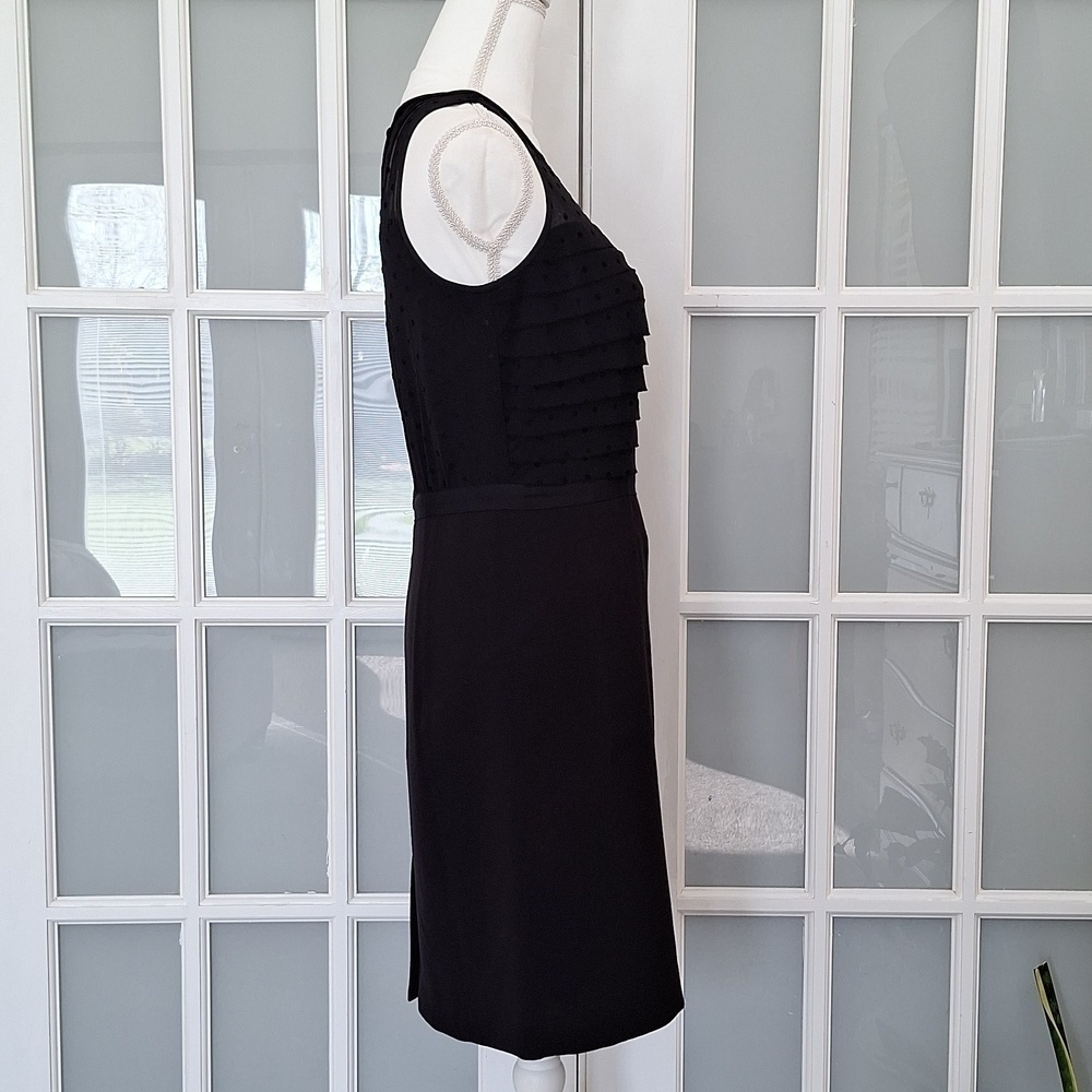 LOFT Black Polka Dot Layered Sheath Dress - Picture 3 of 14